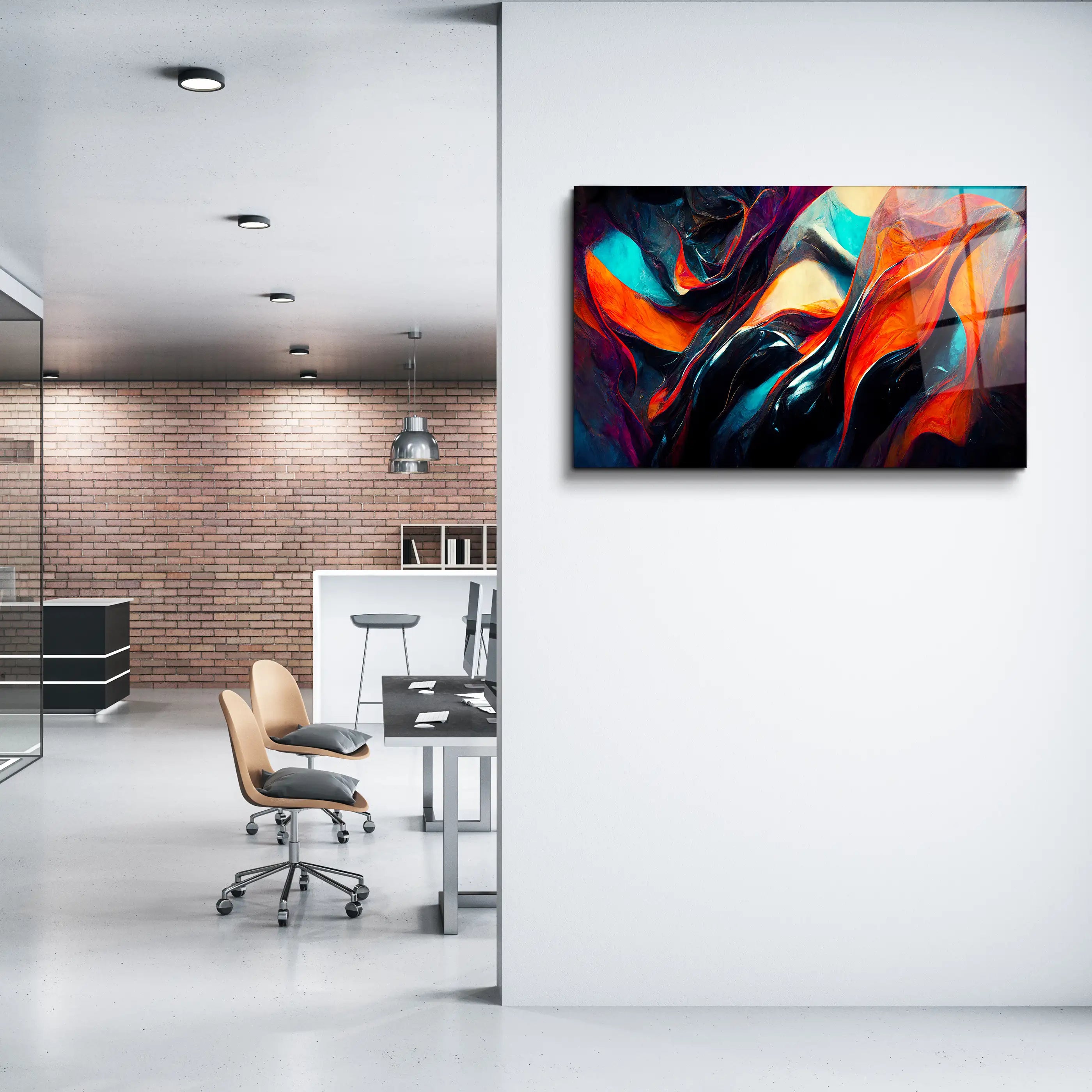 Abstract Painting Color Modern Futuristic Glass Wall Art