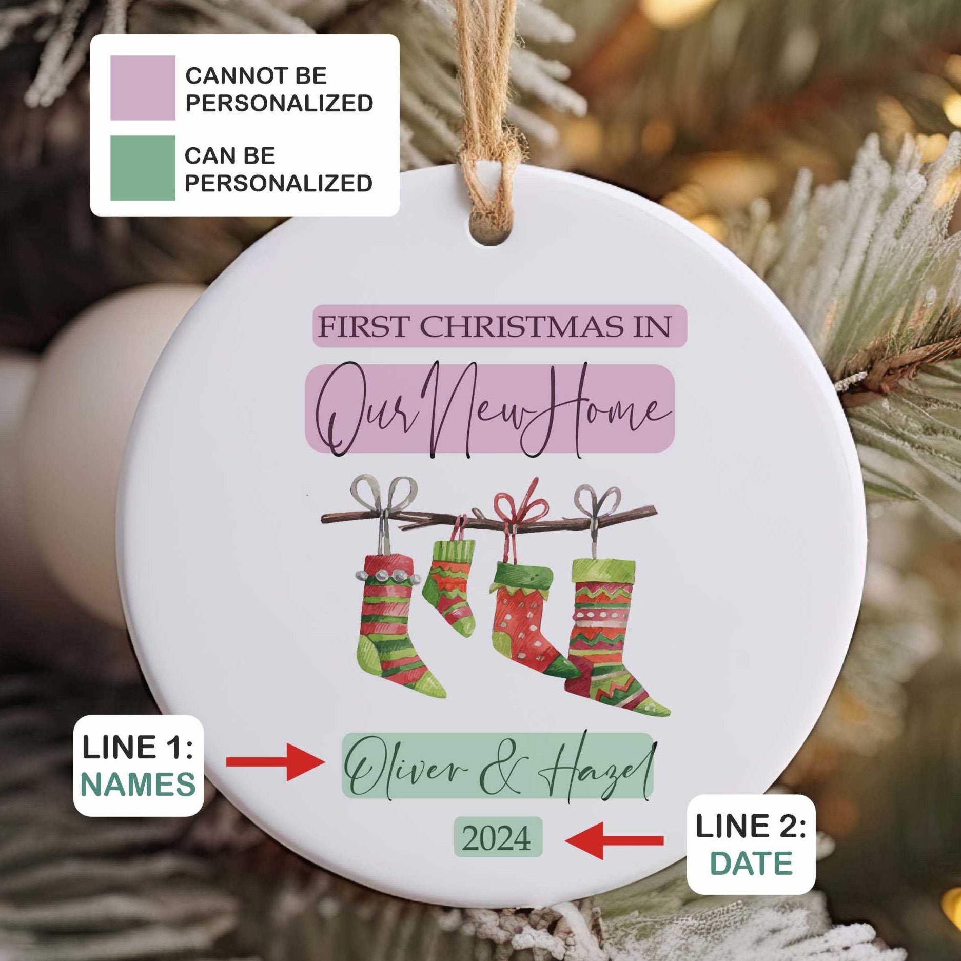 Personalized Custom New Home Ornament - Socks Ornament - Christmas Gift Decorations New Family Christmas Gift 2024