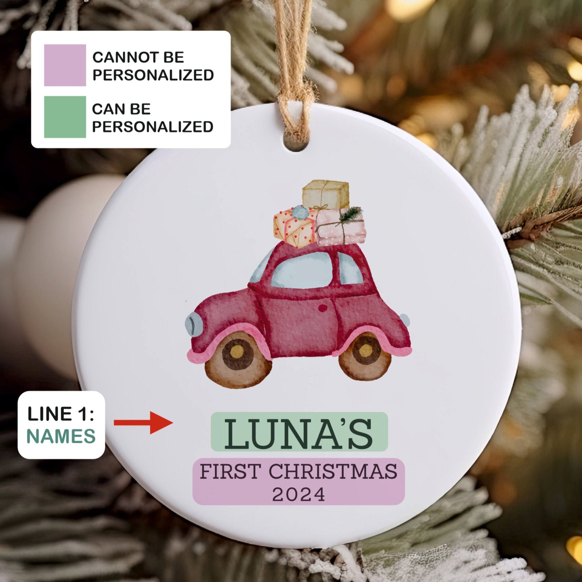 Girls Christmas Ornament - Personalized Christmas Ornament - Custom Kids Ornament
