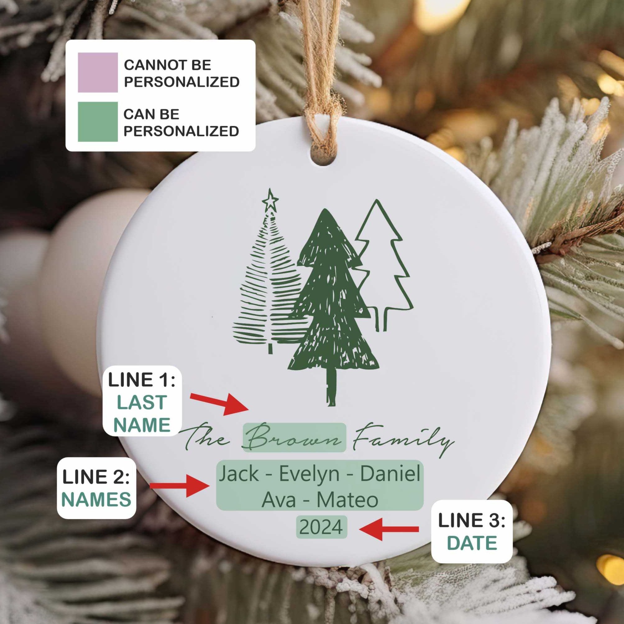 Family of Four Christmas Ornament - New Baby 2025 - Personalized Family Keepsake (Kopya)