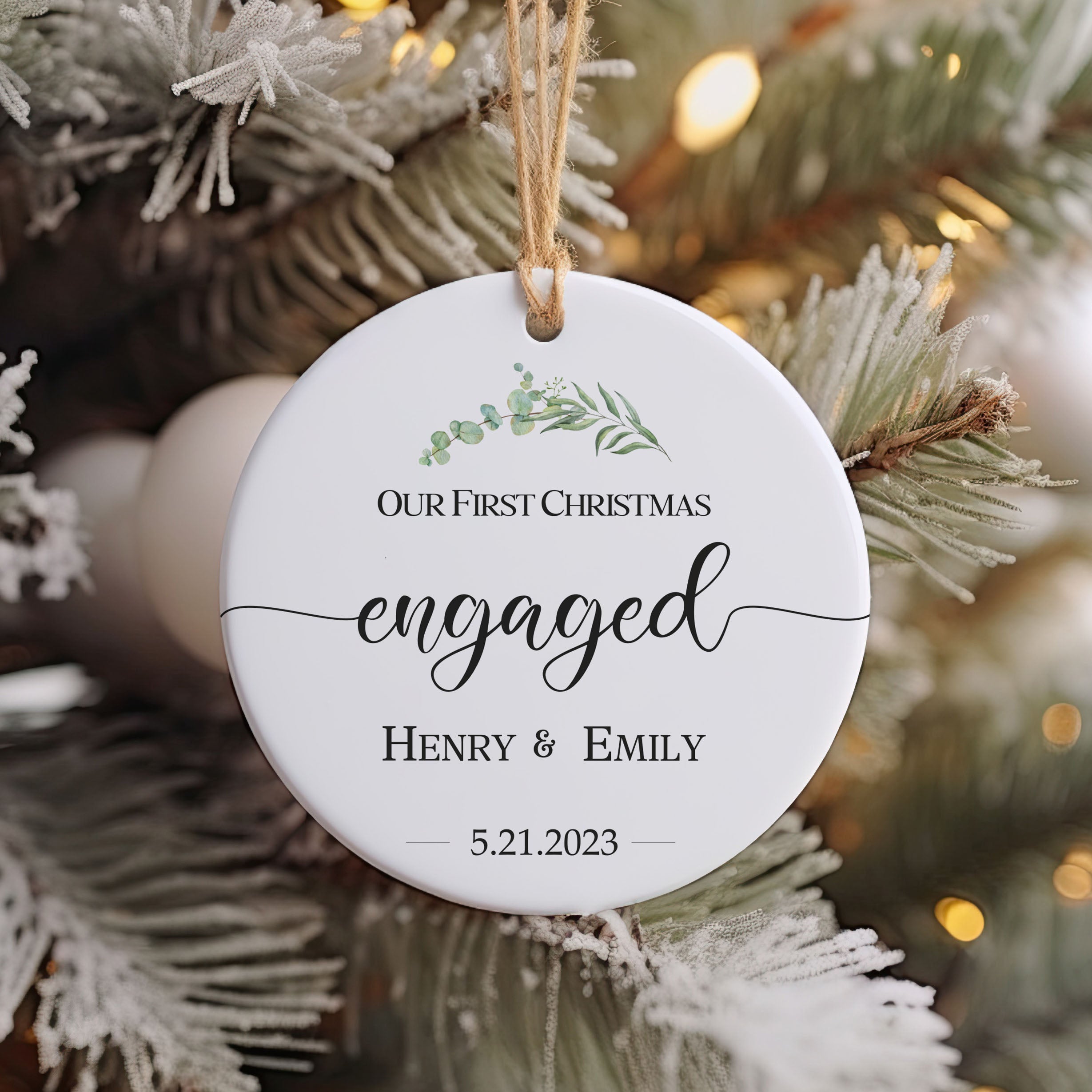 Engaged Christmas Ornament - Personalized First Christmas Engaged - Classic Engaged Ornament