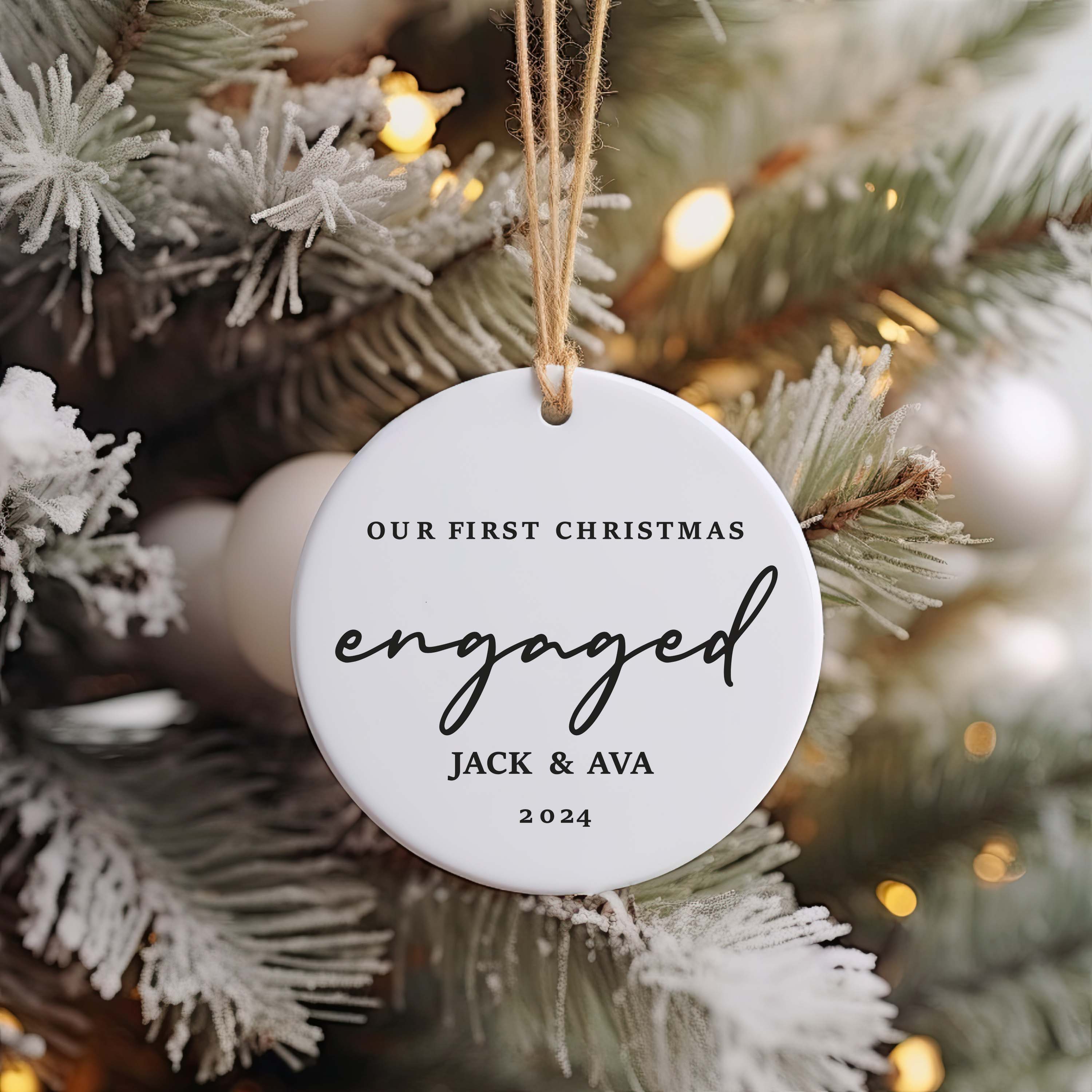 Engagement Christmas Ornament - Personalized First Christmas Keepsake - Engaged Christmas Gift 2025