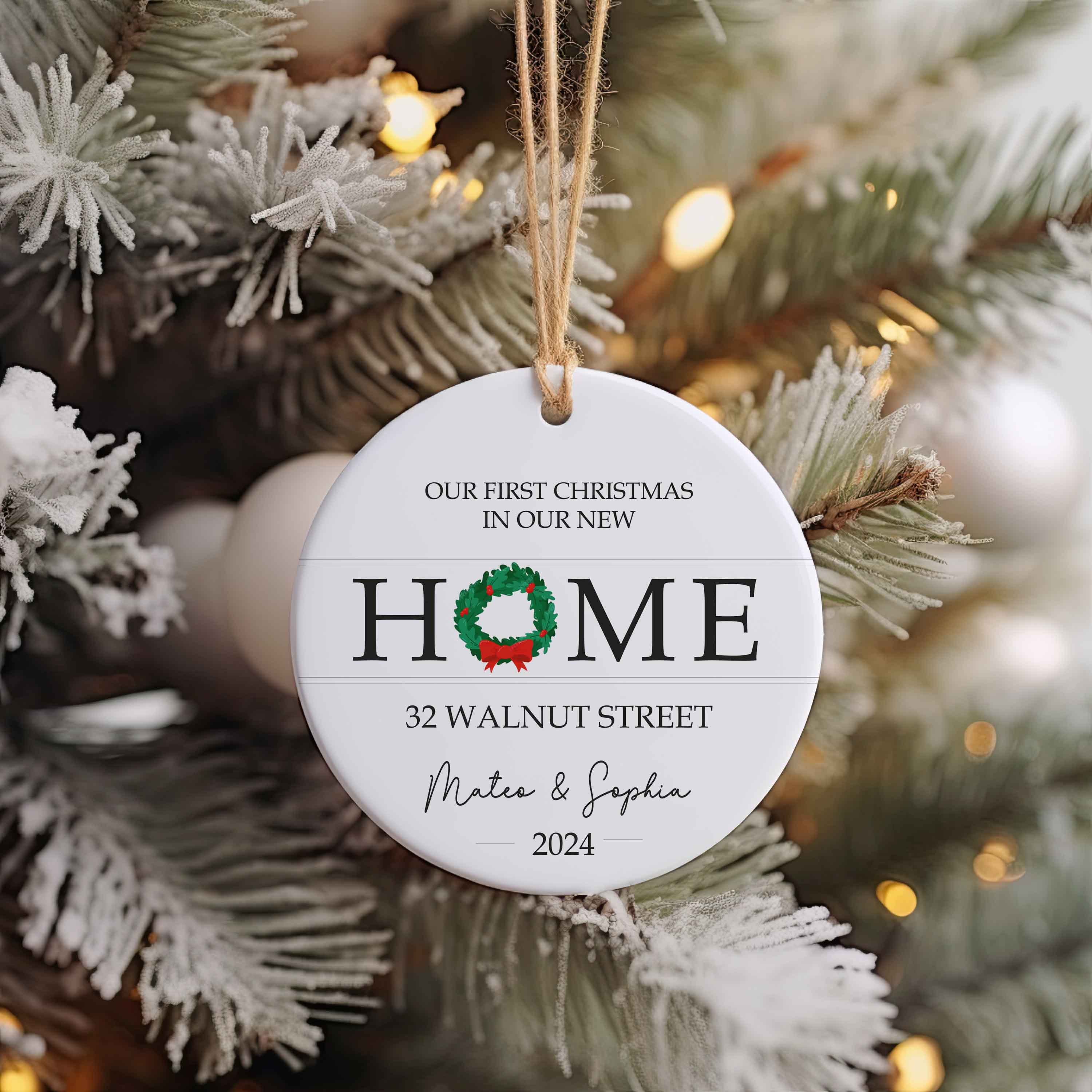 Personalized New Home Ornament - New Home Christmas Ornament - Wreath New House Ornament