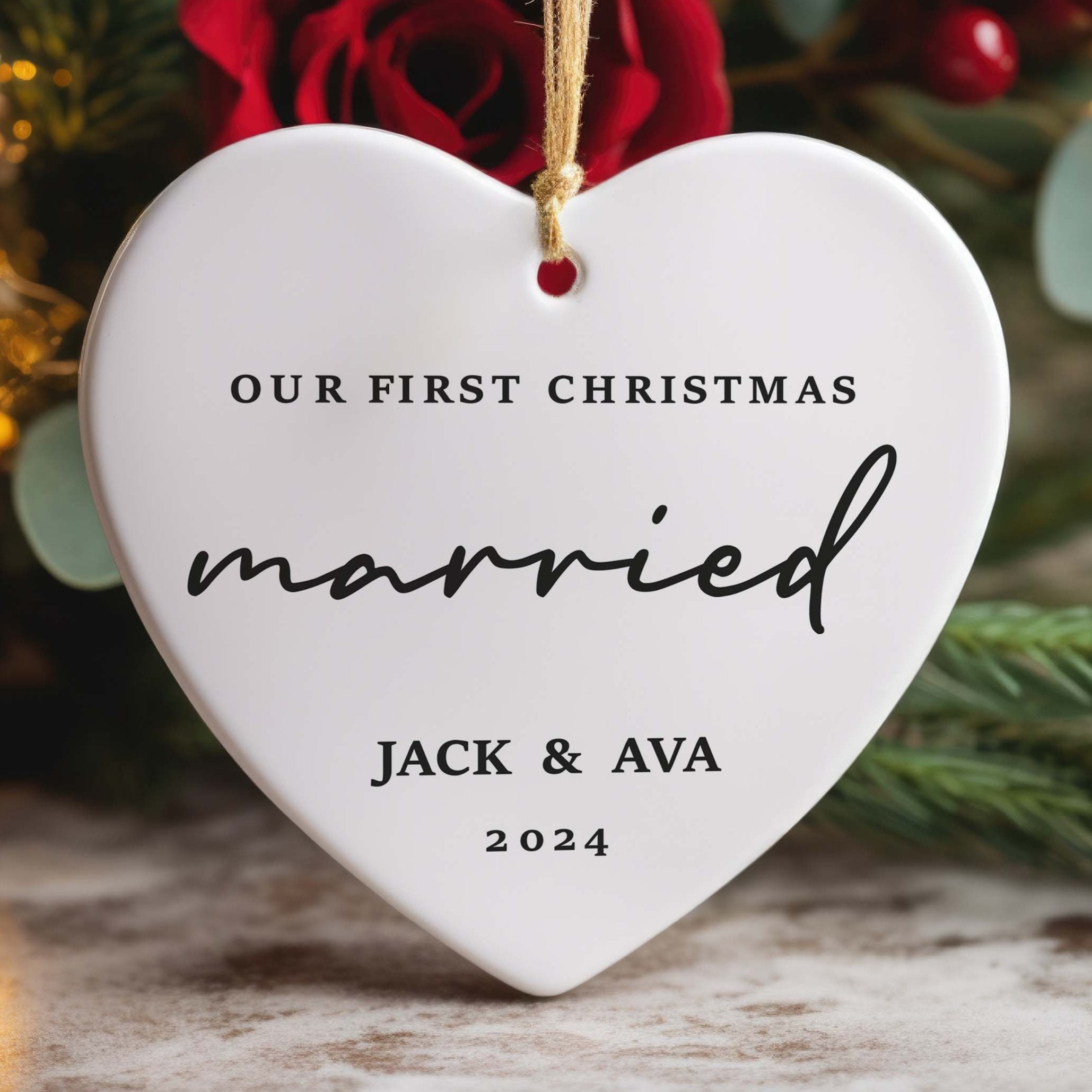 First Christmas Married Ornament - Mr and Mrs Tree Christmas Ornament - Our First Christmas Married as Mr and Mrs Ornament - Personalized