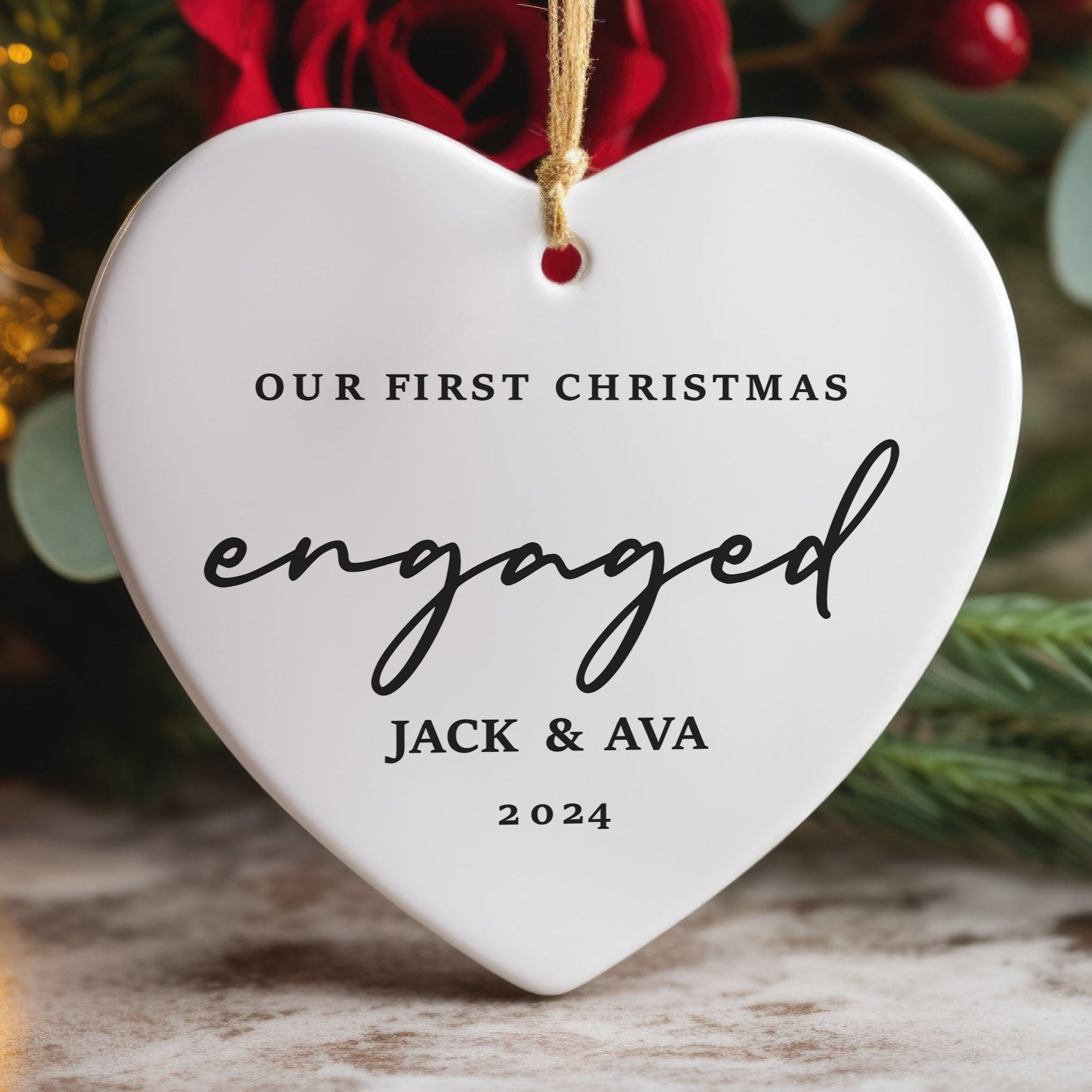 Engagement Christmas Ornament - Personalized First Christmas Keepsake - Engaged Christmas Gift 2025