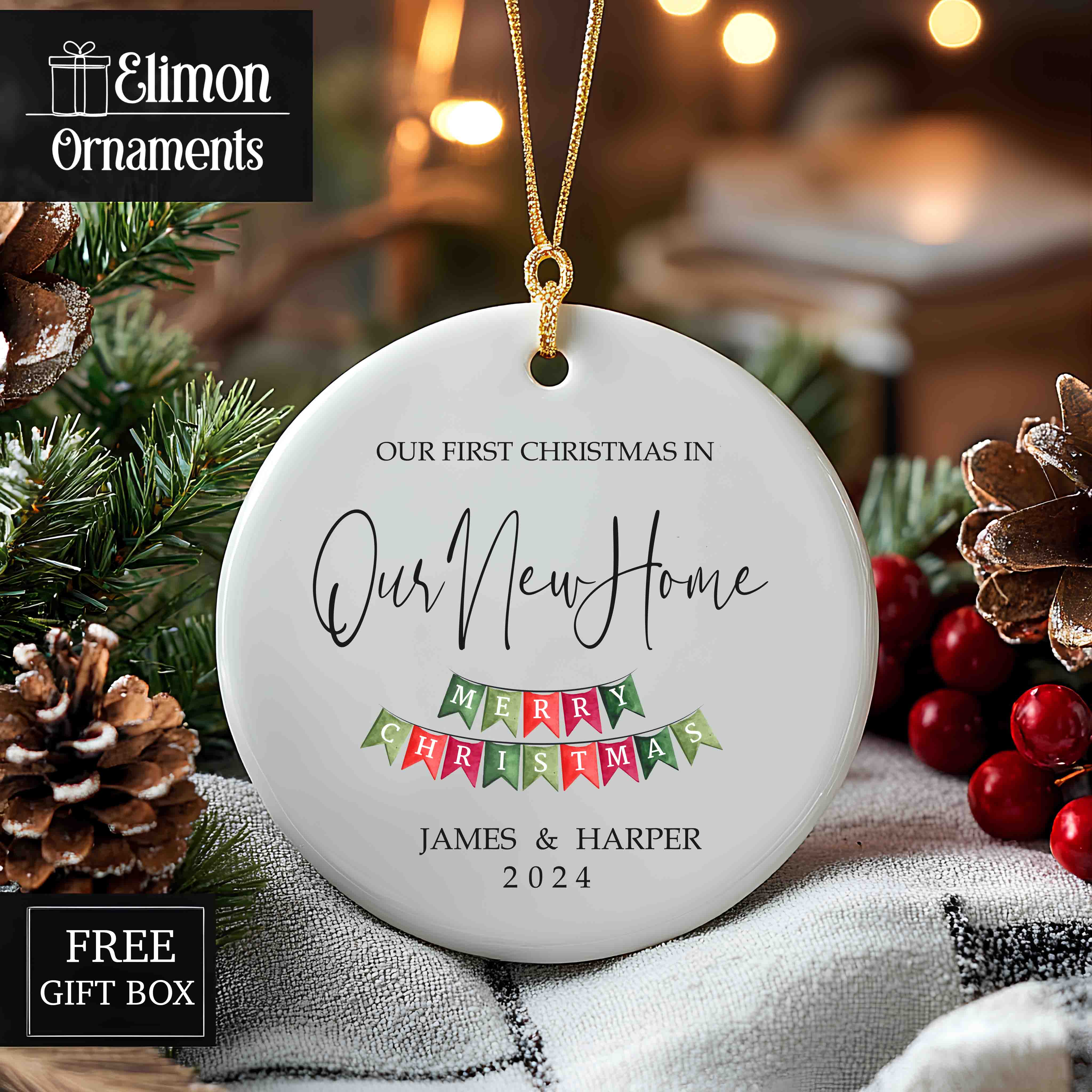 Personalized New Home Ornament - Our First Christmas in Our New Home - New House Ornament - Realtor Closing Gift