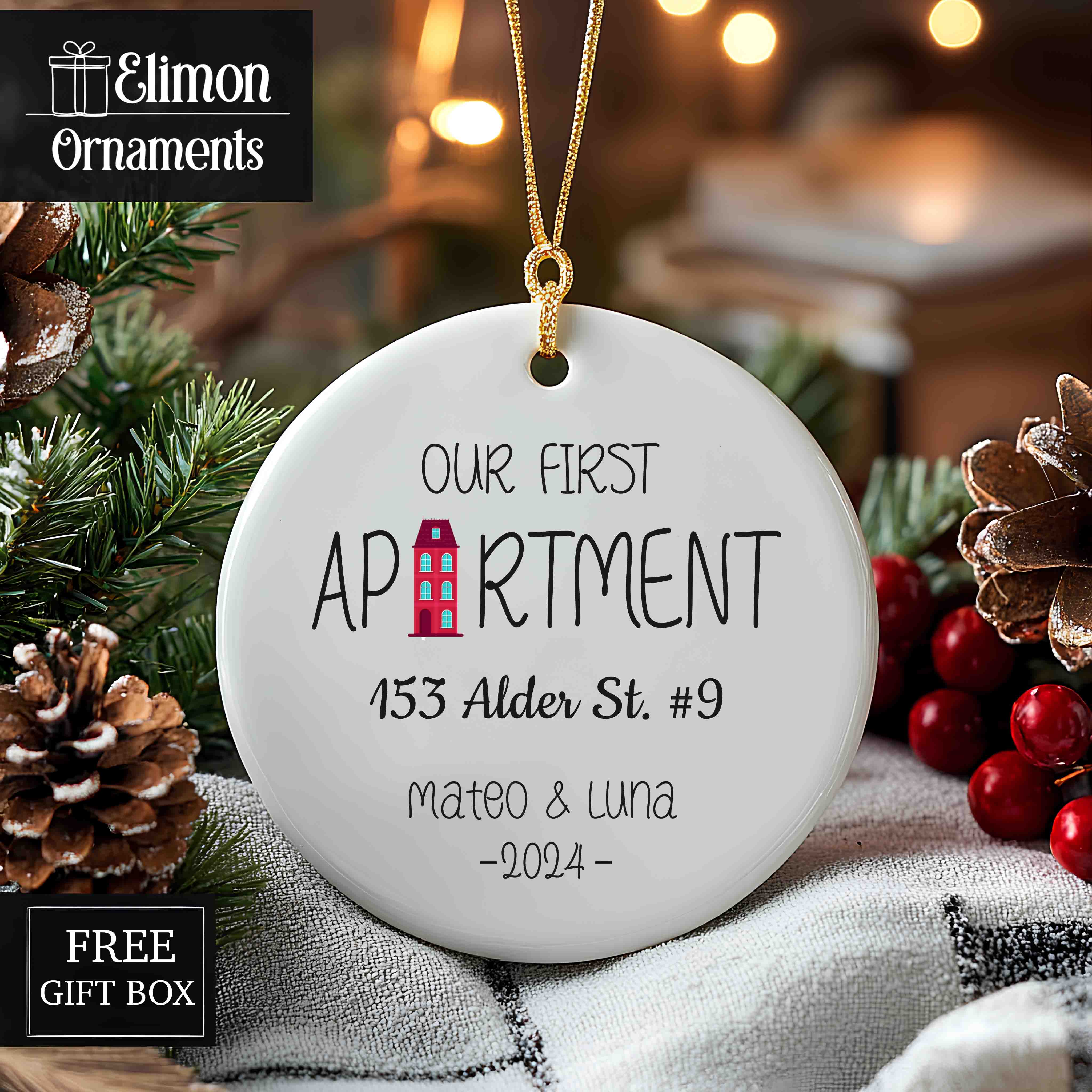 Our First Apartment Ornament Personalized - First Apartment Christmas Ornament - New House Ornament