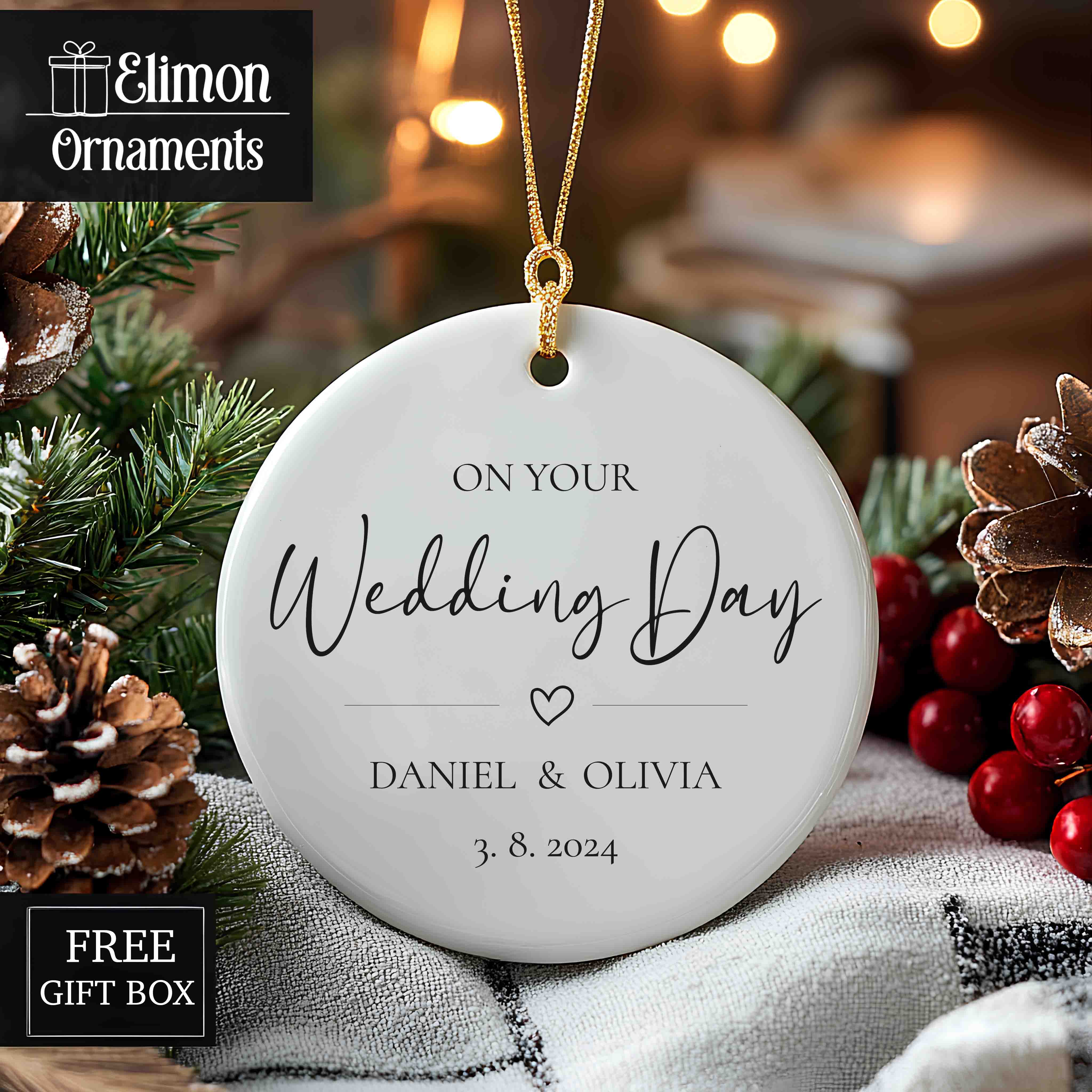 Wedding Day Ornament - Marriage Christmas Ornament - Personalized Wedding Gift 2025