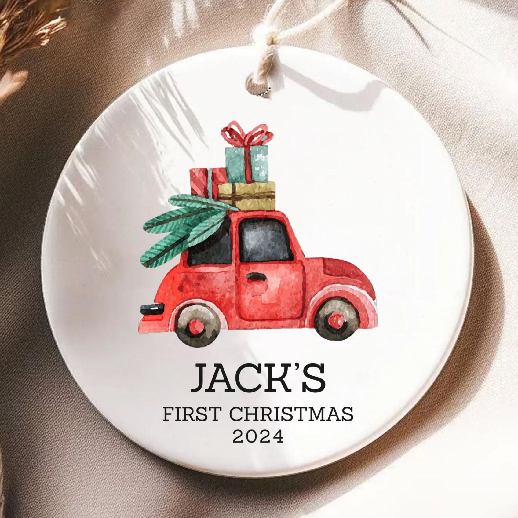 Boys Ornament - Personalized Car Christmas Ornament - Custom Boys Gift