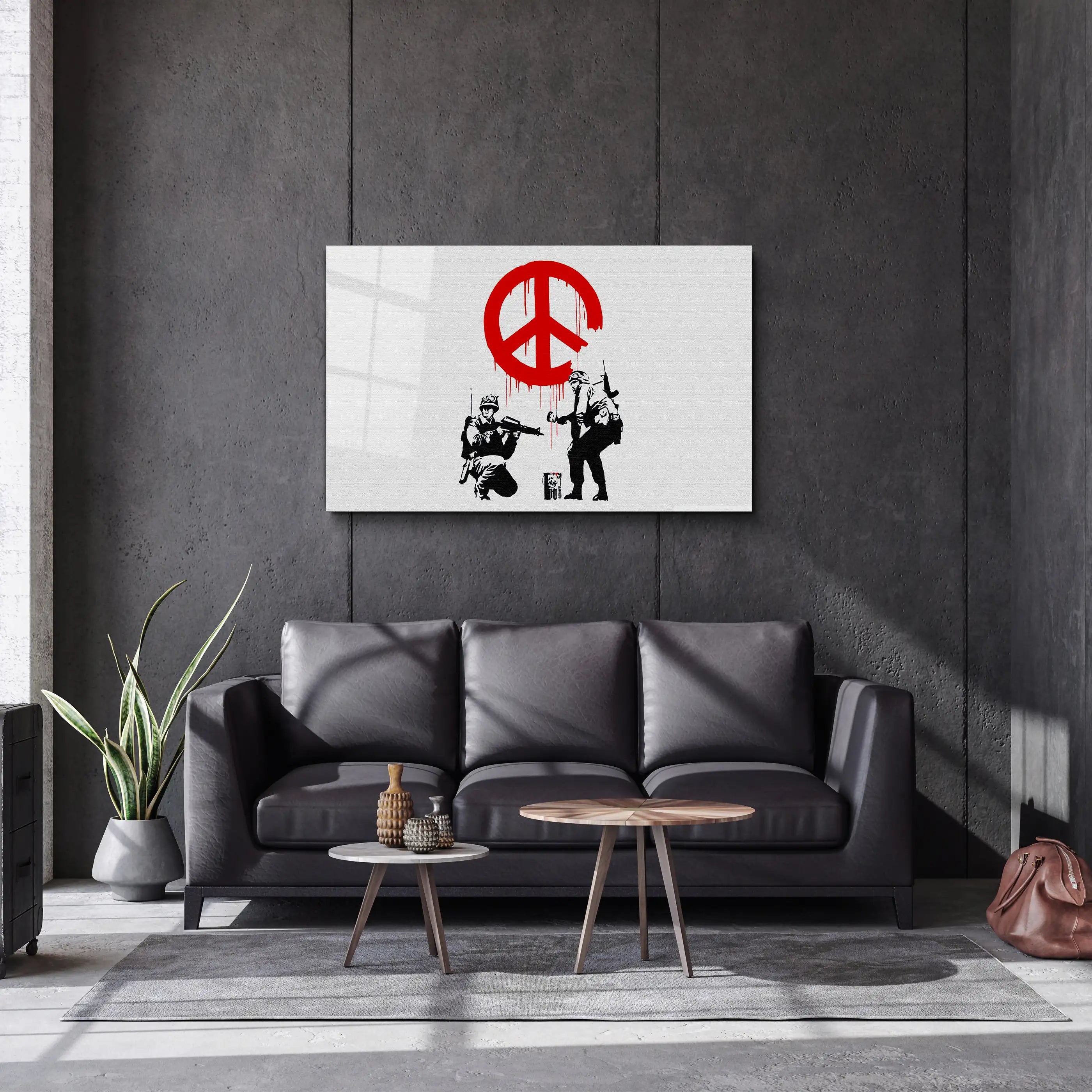 Banksy Anti War Glass Printing Wall Art