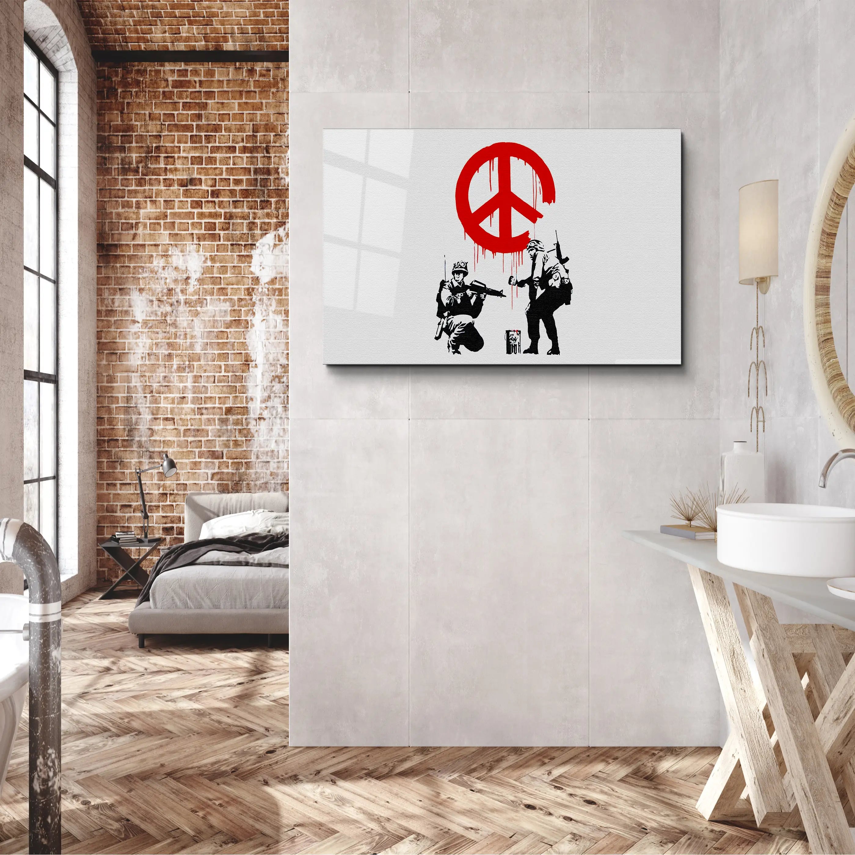 Banksy Anti War Glass Printing Wall Art