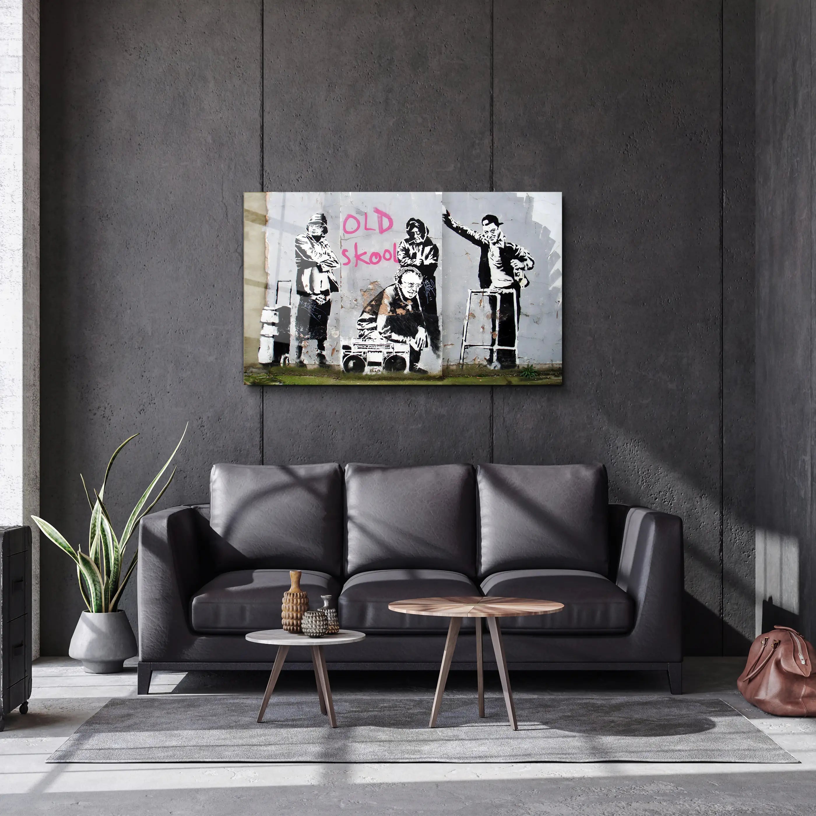 Banksy  Old skool Glass Printing Wall Art