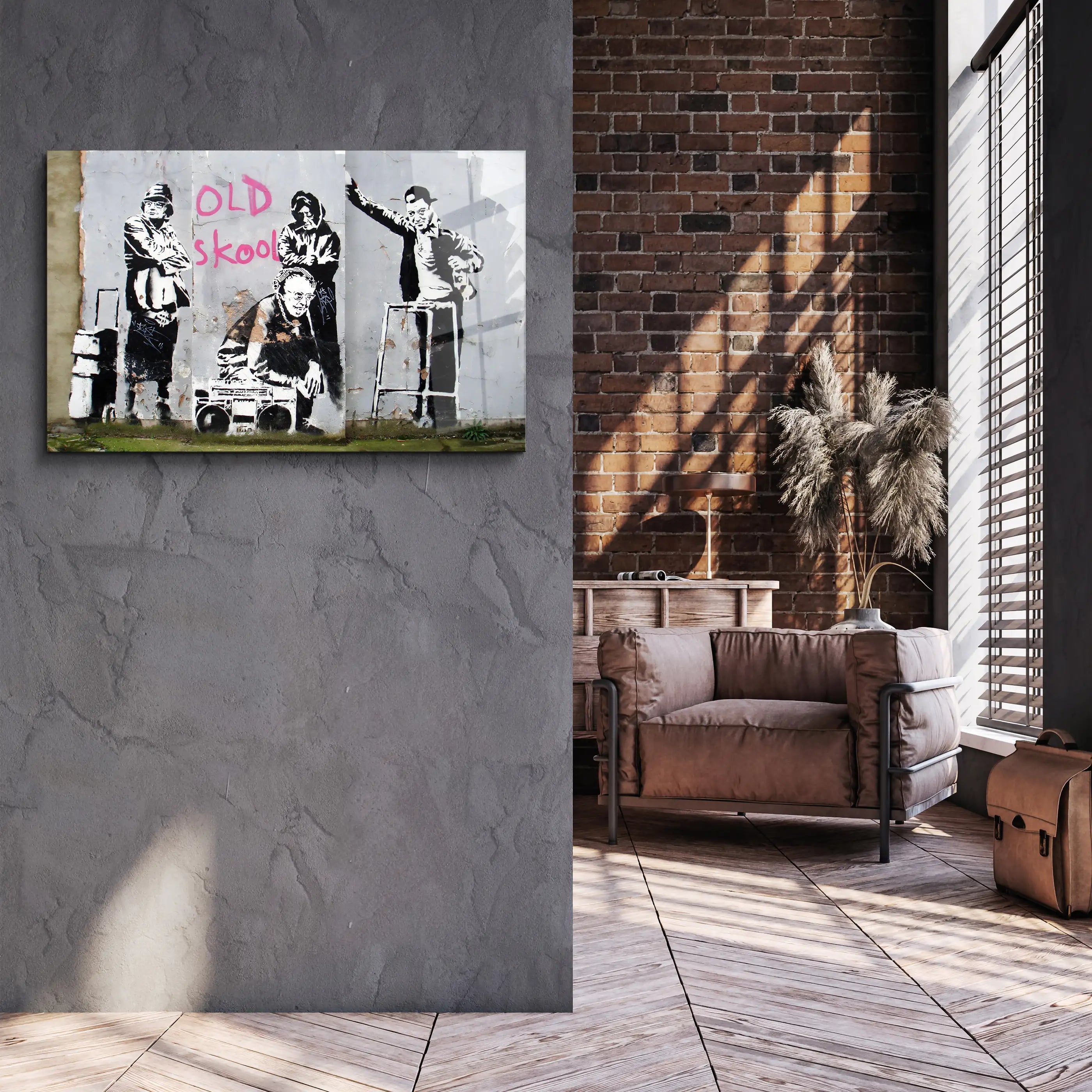 Banksy  Old skool Glass Printing Wall Art