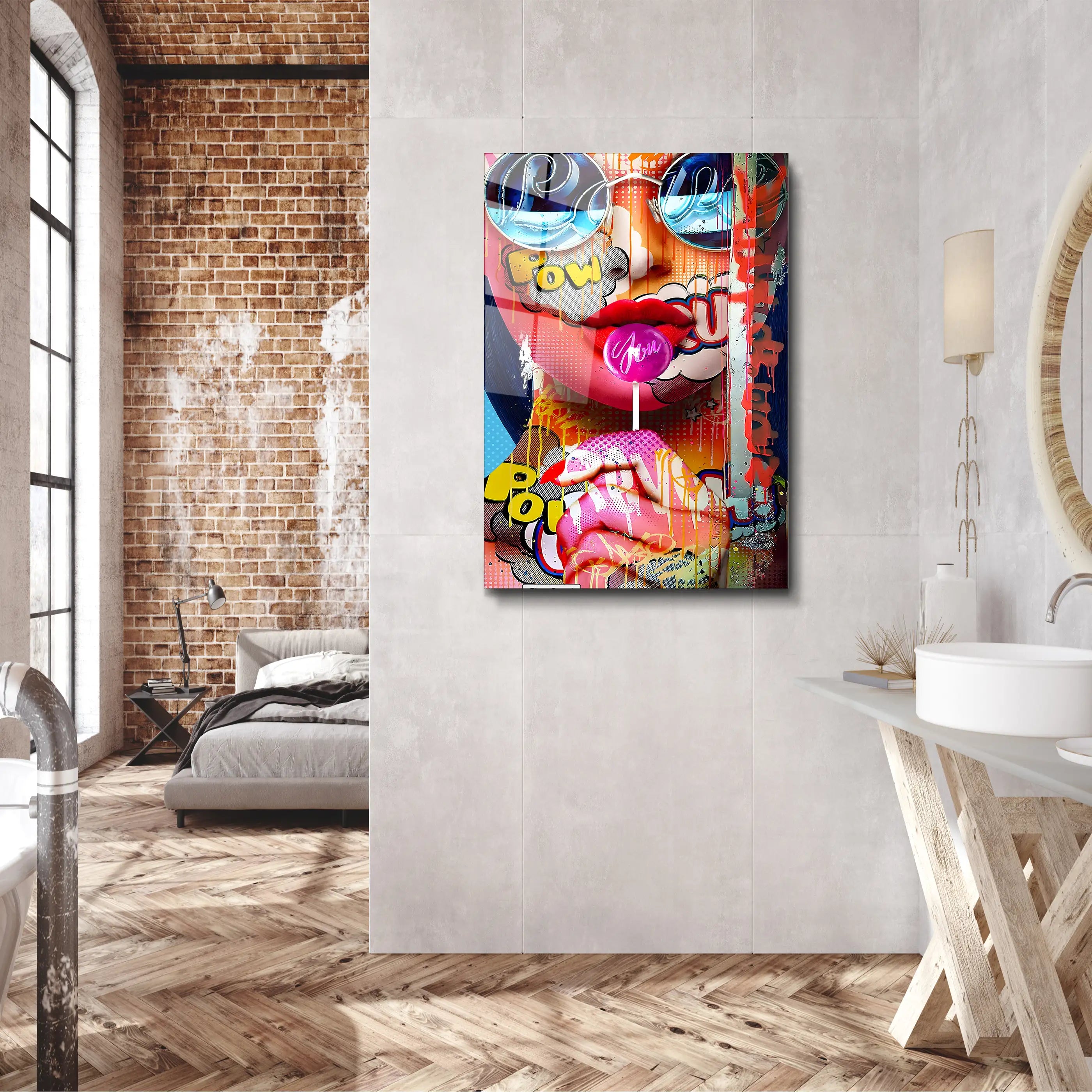 Girl with Lolipop Glass Wall Art