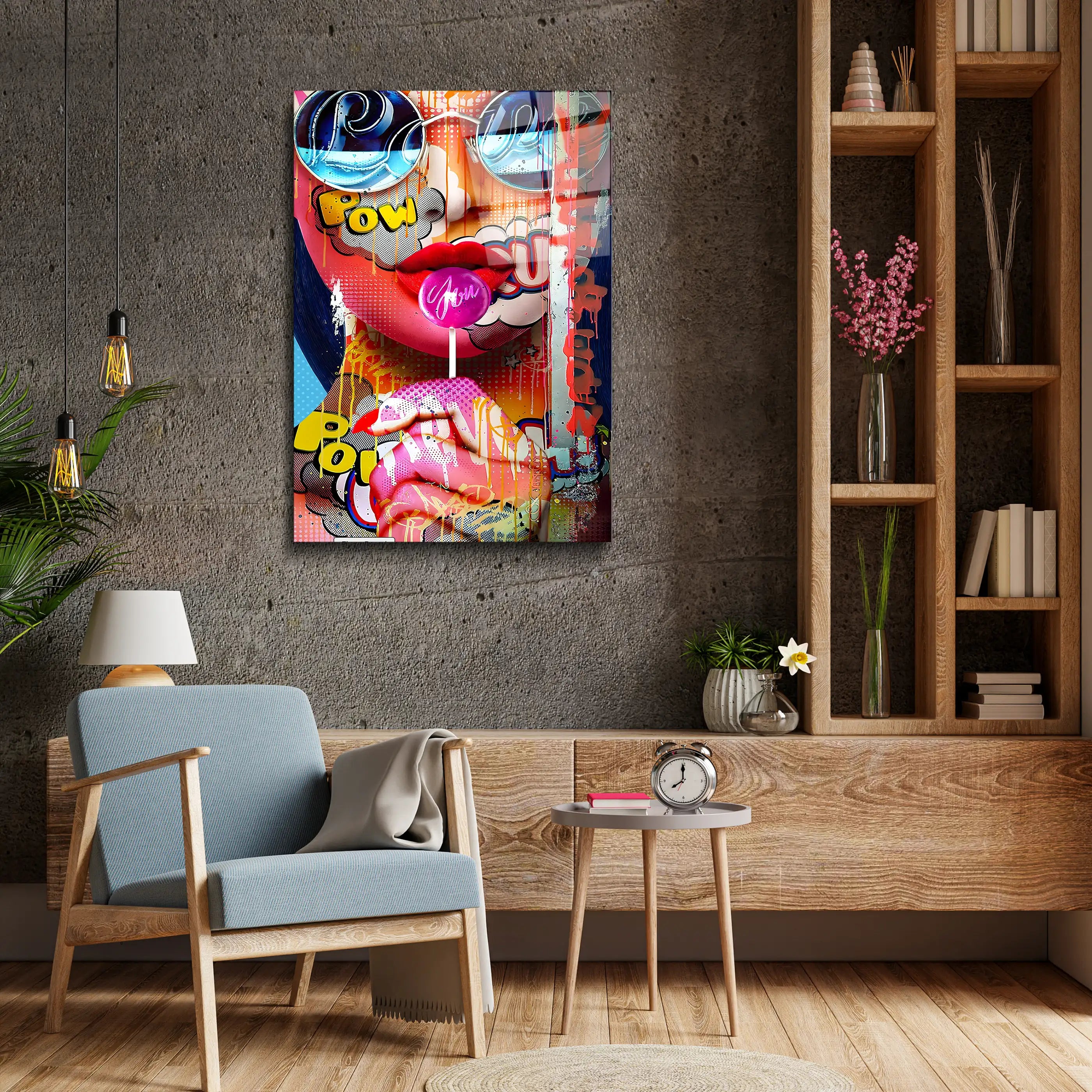 Girl with Lolipop Glass Wall Art