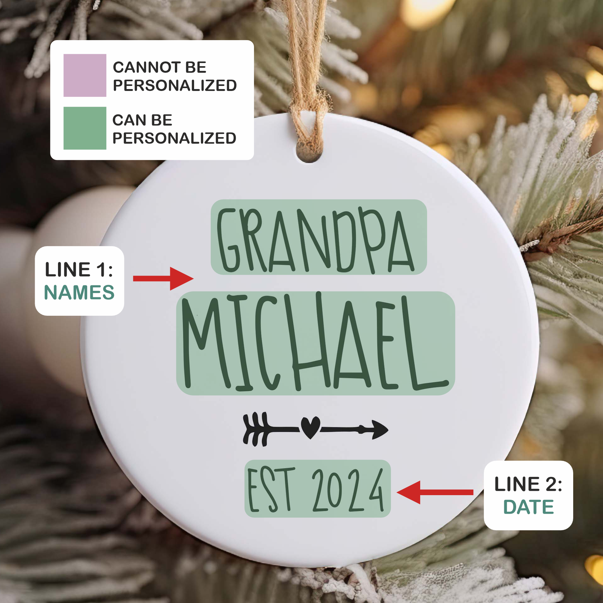 Grandpa Christmas Ornament - Personalized Grandpa Christmas Gift