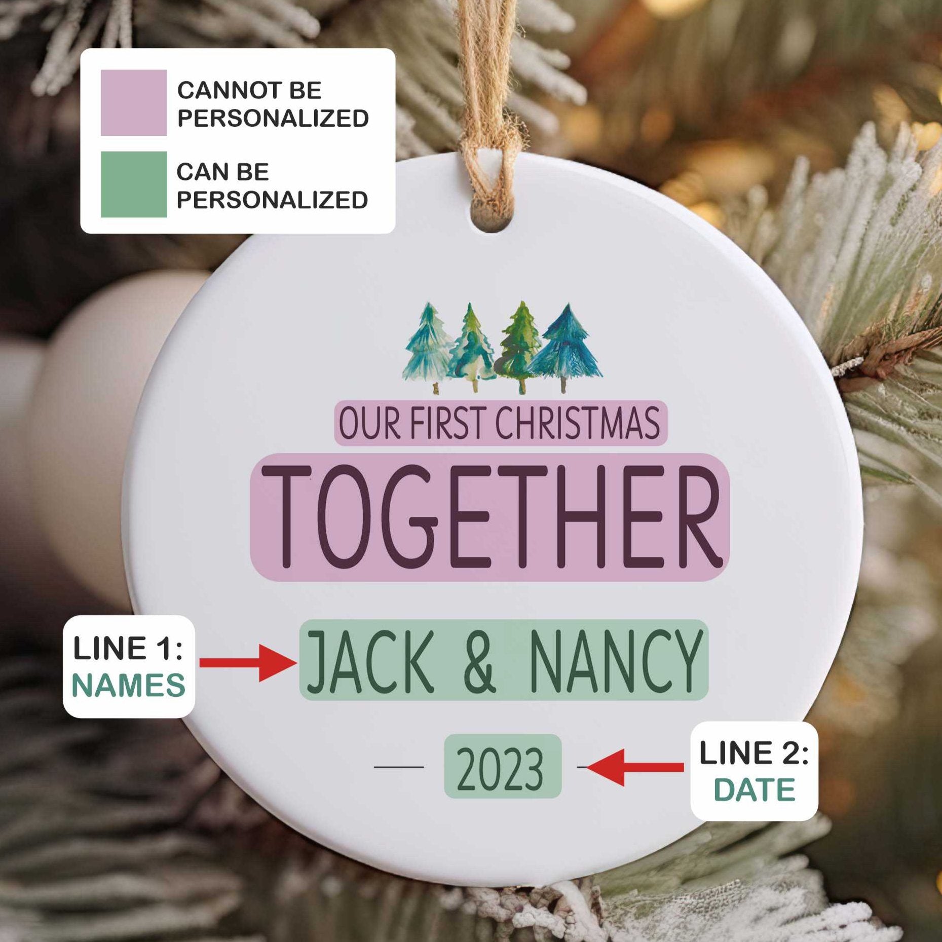 Couples Christmas Ornament - Our First Christmas Together - Personalized First Christmas Together - New Couple Gift